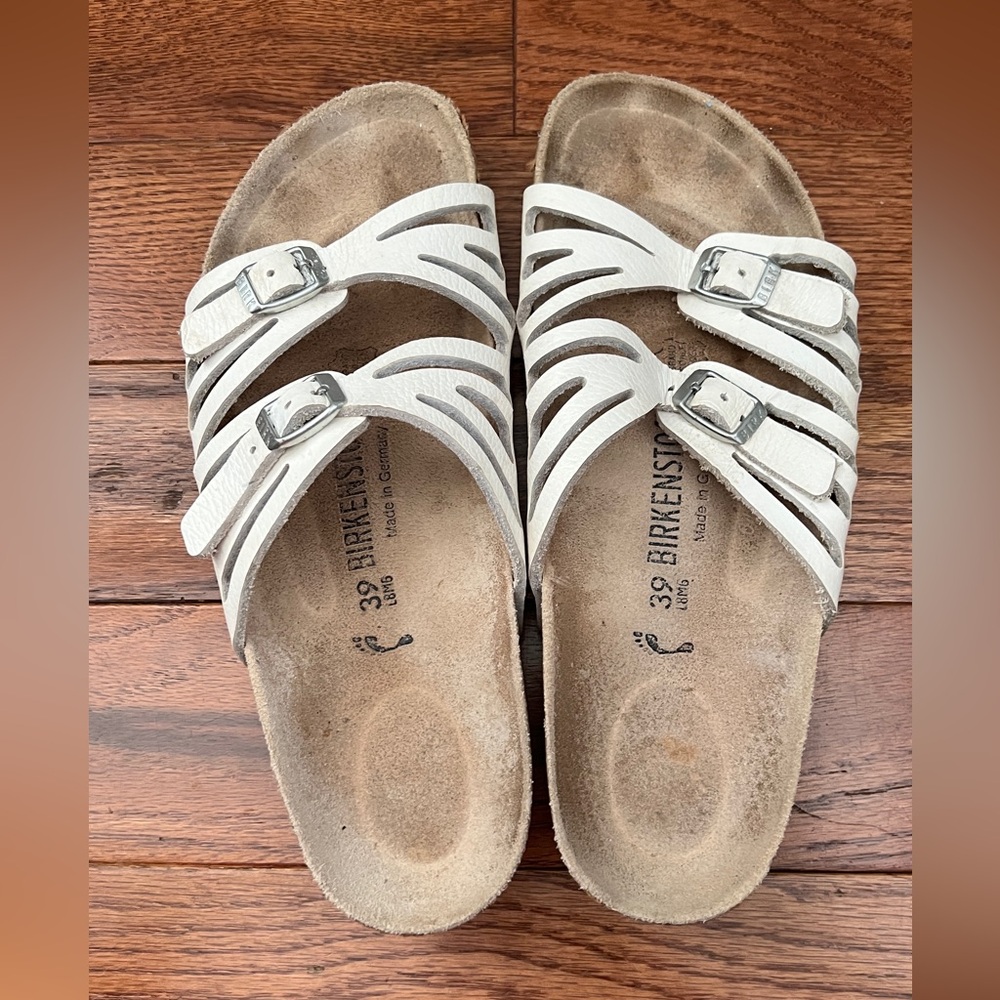 Birkenstock Granada White Double Straps Slide Sandals Sz EU 39 M 6 W 8 - Picture 2 of 8